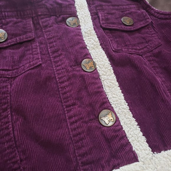 Corduroy Vest Purple Plush Fleece Lined Button Up Thick Warm Kids XS Please Mum - Picture 4 of 8